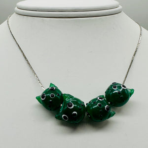 Kitty Cat Ceramic Round Beads | 15mm | Juniper Green | 4 Beads |