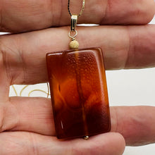 Load image into Gallery viewer, Carnelian Rectangle Cut Pendant | 2&quot; Long | 37x24mm (Carnelian) | Orange |
