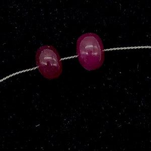 2 Gemmy Natural Ruby 5.25x3.5mm Smooth Roundel Beads | 2.5 carats|