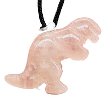 Load image into Gallery viewer, Rose QuartzTyrannosaurus Rex Dinosaur Pendant Necklace | 3/4&#39; Long | Pink |
