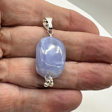 Load image into Gallery viewer, Blue Chalcedony Sterling Silver Designer Freeform Pendant | 2&quot; Long|Blue Silver|
