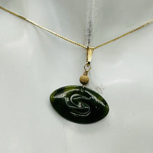 Load image into Gallery viewer, Jade New Zealand Maori Koru 14K Gold Filled Pendant | Green | 1&quot; Long |
