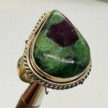 Load image into Gallery viewer, Pink Green Ruby Zoisite Gemstone Designer Sterling Silver Ring Size 6
