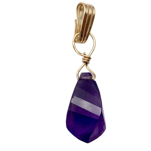 AAA Amethyst Faceted Twist Briolette Pendant | 12.5x8mm, 1" Long | Purple