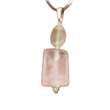 Load image into Gallery viewer, Rose Quartz, Green Moonstone Sterling Silver Pendant | 1 1/2&quot; Long| Pink, Green|

