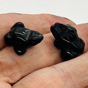 Charming Onyx Stone Frog Animal Beads Figurine | Black| | 20x18x9.5mm | Black