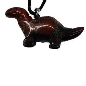 Brecciated Jasper Diplodocus Dinosaur Pendant | 3/4" Long | Red |