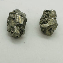 Load image into Gallery viewer, Pyrite Crystal Nugget Beads | 28x19x15mm to 29x17x16mm | Silver Gold | 2 Beads |
