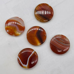 Red/Orange Sardonyx Agate Coin Pendant Bead 5677