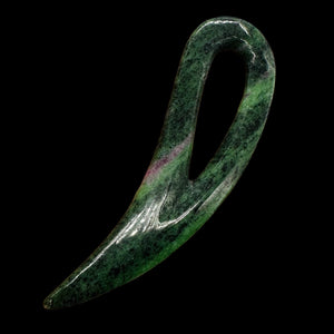 Ruby Zoisite Comma Bead | 94x28x6mm | Green Red | 1 Pendant Bead