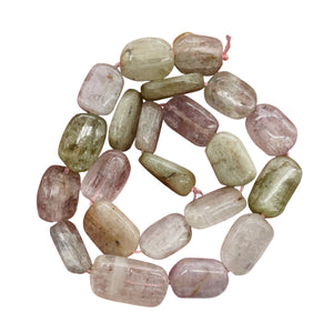 Kunzite 68G Flat Nugget Bead Strand | 23x12x7 to 17x12x6mm | Pink, Green, Clear|