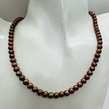 Load image into Gallery viewer, Copper Freshwater Pearl Strand 5.5mm Round 16 Inch 76 Genuine Pearl Beads
