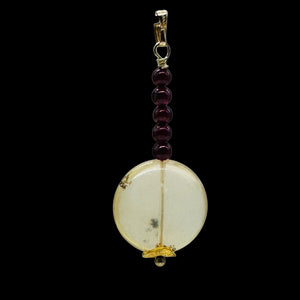 Gemmy Peruvian Opal w/Garnet Sterling Silver Pendant | Clear, Red |1 1/4" Long |
