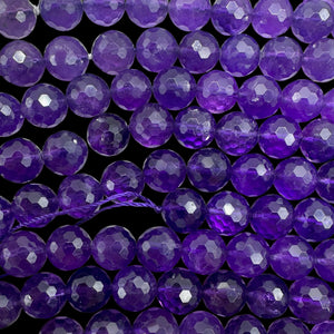 Amethyst AAA Faceted Round Bead Parcel | 10mm | Purple | 8 Beads |