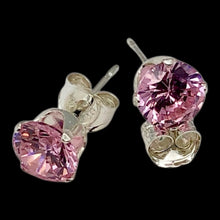 Load image into Gallery viewer, October Birthstone Shine 5mm Pink Cubic Zircon Sterling Silver Earrings
