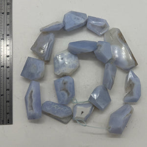 Drusy Blue Chalcedony 100g Quadrilateral Strand| 40x25 to 22x18mm | Blue, White