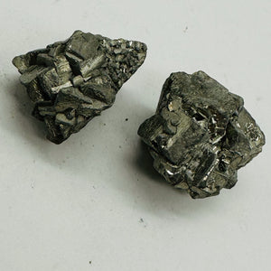 Pyrite Crystal Nugget Beads | 24x24x19mm to 22x16x16mm | Silver Gold | 2 Beads |