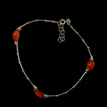 Load image into Gallery viewer, Carnelian Anklet or Bracelet Hand Made Sterling Silver Chain | 10&quot; Length |
