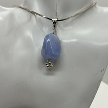 Load image into Gallery viewer, Blue Chalcedony Sterling Silver Designer Freeform Pendant | 2&quot; Long|Blue Silver|
