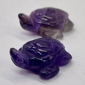 Majestic 2 Carved Amethyst Sea Turtle Beads | 23.5x18.5x7.5mm | Purple