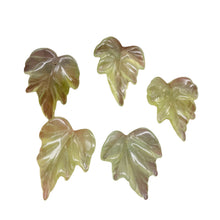 Load image into Gallery viewer, Carved Serpentine New Jade Leaf Bead Set | 26x21x4 to 28x22x4mm | 5 Beads |
