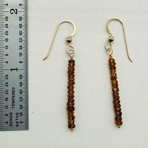 Sapphire Faceted Rondelle 14K Gold Filled Earrings| Pumpkin Orange| 1 1/2" Long|