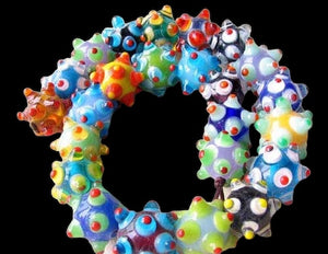 1 Huge 25x16mm Lampwork Glass Nubby Roundel Bead 7564