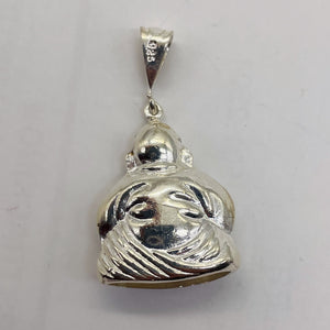 Sitting Sterling Silver Buddha Pendant | 1 1/2" Long | Silver | 1 Charm |