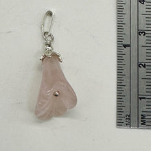 Load image into Gallery viewer, Lily! Hand Carved Rose Quartz Flower Solid Sterling Silver Pendant | 1&quot; Long |
