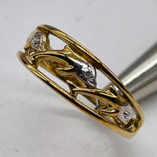 Load image into Gallery viewer, Dolphins and Diamonds 10K Yellow Gold Ring | Size 6 3/4 | Gold | 1 Ring |
