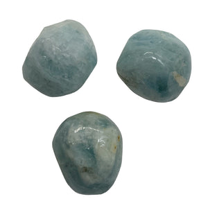 Aquamarine Smooth Nugget Bead Parcel | 19x16x16 - 18x19x17mm | Blue | 3 Beads |