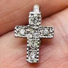 Load image into Gallery viewer, Tiny Sterling Silver Cubic Zirconia Cross | 1/2&quot; Long | Silver | 1 Pendant |
