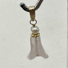 Load image into Gallery viewer, Rose Quartz Lily Flower and Pearl 14K Gold Filled Pendant | 1&quot; Long |
