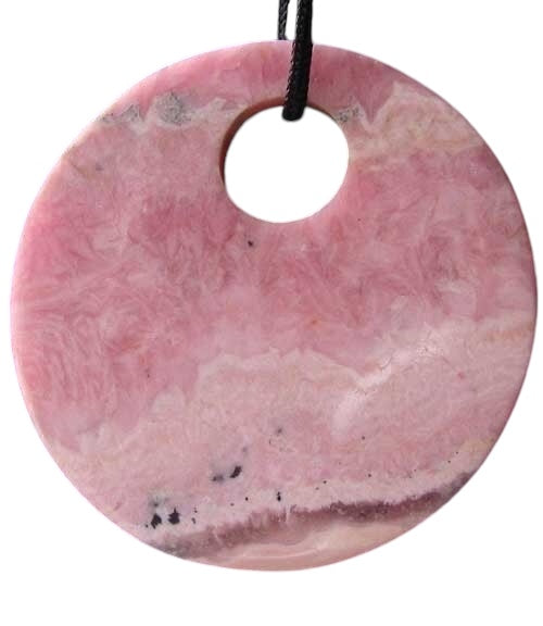 Natural Lacy Pink Rhodochrosite 50mm Pi Circle Pendant