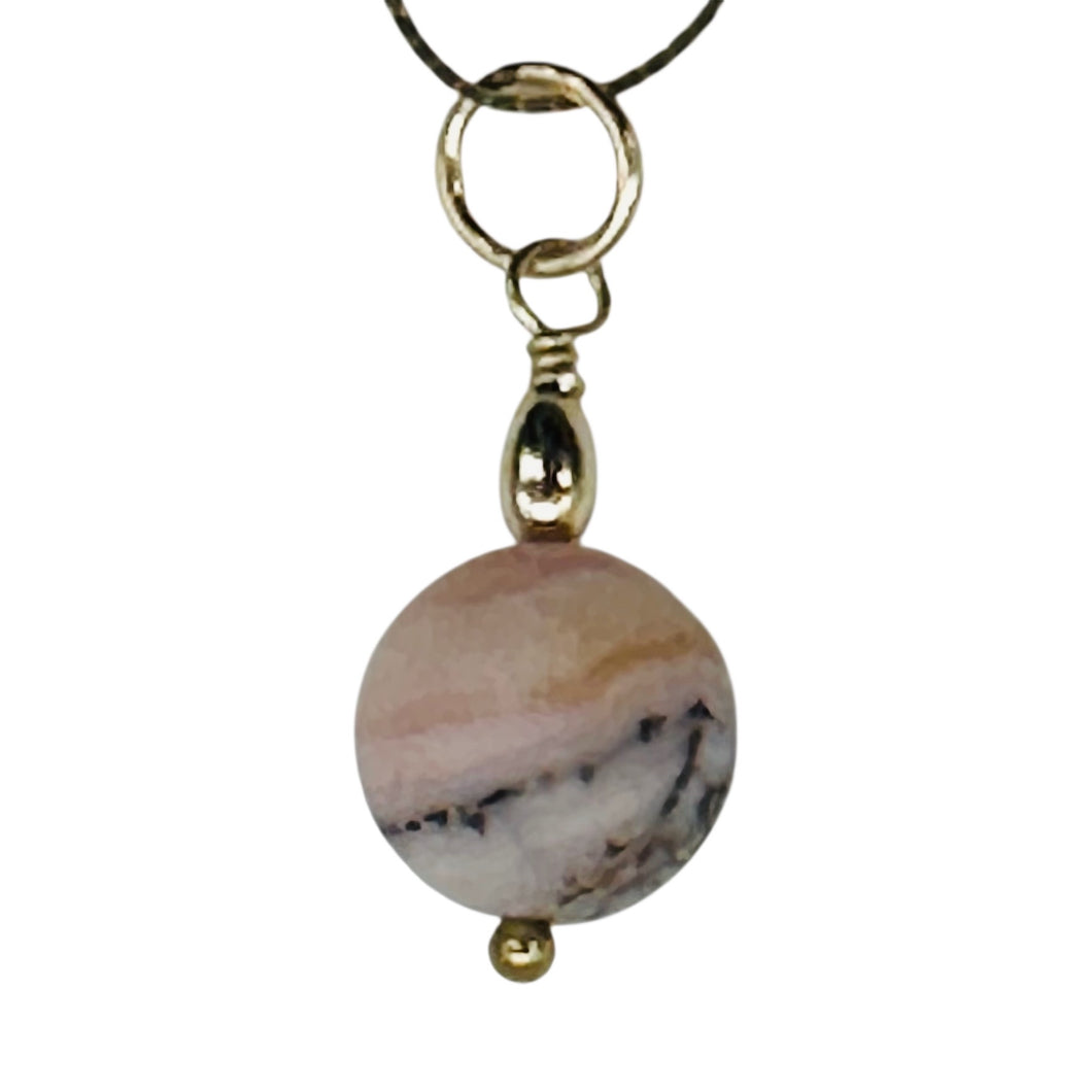 Pink Peruvian Opal Matte Finish Drop Bead Pendant | Pink | 1