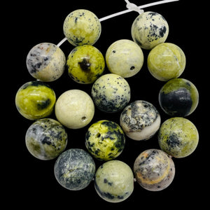 Yellow Chartreuse Turquoise Faustite Beads | 14mm | 2 Beads |