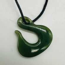Load image into Gallery viewer, Hand Carved Genuine Jade Maori "Power" Fishhook Pendant Bead

