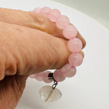 Load image into Gallery viewer, Beautiful Rose Quartz Bracelet with Heart and Sterling Silver Accent | 8" Long |
