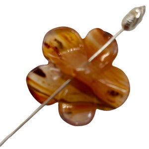 Plumeria! Carved Carnelian Hawaiian Flower Bead | Orange | 25x6mm | 1 Bead |