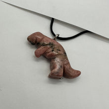 Load image into Gallery viewer, Rhodonite Tyrannosaurus Rex Dinosaur Pendant Necklace | 3/4&#39; Long | Pink White |
