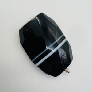 Onyx Flat Faceted Rectangular Pendant Bead | 50x48x14mm | Black White |