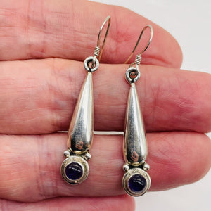 Semi-Precious Royal Natural Amethyst Sterling Silver Drop Earrings | 2" Long |