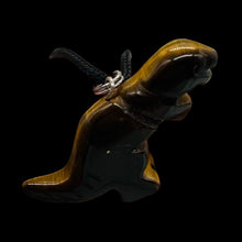 Load image into Gallery viewer, Tigereye Tyrannosaurus Rex Dinosaur Pendant Necklace | 3/4&#39; Long | Bronze |
