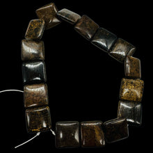 Load image into Gallery viewer, 2 Shimmering Bronzite Square Pendant Beads 8261
