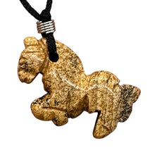 Load image into Gallery viewer, Picture Jasper Stone Pony Horse | 3/4' Long | Beige, Pink | 1 Pendant Necklace |

