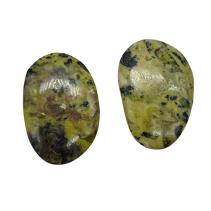 Turquoise Faustite Oval Beads| 33x22x6mm | Chartreuse, Black | 2 Beads |