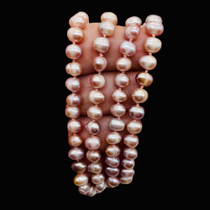 Fresh Water Pearl Knotted on Silk Necklace | 33" Long| Lavender Pink| 1 Necklace
