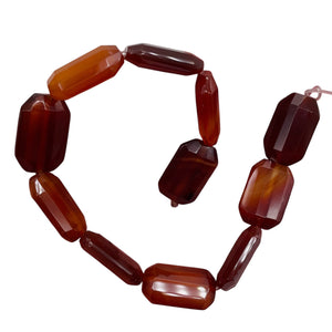 Premium! Faceted Natural Carnelian Agate 12x18mm Rectangular Bead Strand 110600