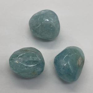 Aquamarine Smooth Nugget Bead Parcel | 22x18x15 - 21x18x16mm | Blue | 3 Beads |