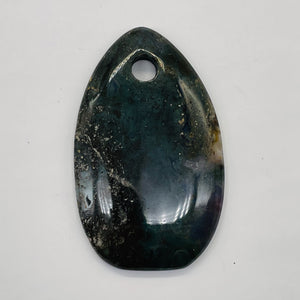 Hand Carved Bloodstone Pendant Bead | Green Red | 54x33x6mm (4.5mm hole)1 Bead |